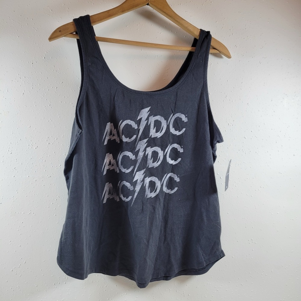 NWT Lucky Brand Tank Top Womensโ Small Black AC/DC Graphic Rock Band Sleeveless